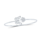 10kt White Gold Diamond Butterfly Flower Bangle Bracelet - Exquisite Elegance - Splendid Jewellery
