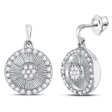 Load image into Gallery viewer, 10kt White Gold Diamond Circle Dangle Earrings: A Radiant Dance of Brilliance Top view from the 10Kt White Gold Womens Round Diamond Circle Dangle Earrings 1 4 Cttwpin270324 collection by Splendid Jewellery