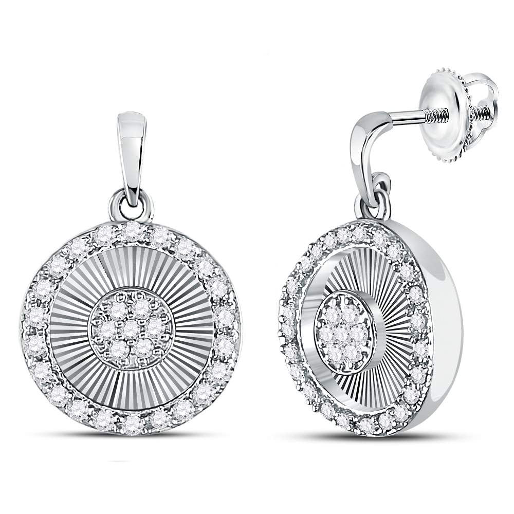 10kt White Gold Diamond Circle Dangle Earrings: A Radiant Dance of Brilliance - Splendid Jewellery