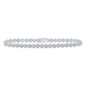 10kt White Gold Diamond Cluster Link Fashion Bracelet - Stunning Brilliance - Splendid Jewellery