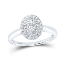 Load image into Gallery viewer, 10kt White Gold Diamond Cluster Oval Ring - A Captivating Beauty - Splendid Jewellery
