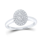 10kt White Gold Diamond Cluster Oval Ring - A Captivating Beauty - Splendid Jewellery