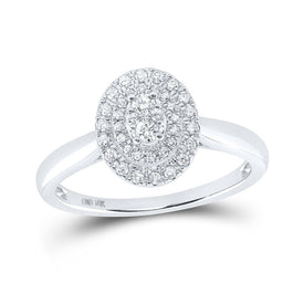 10kt White Gold Diamond Cluster Oval Ring - A Captivating Beauty - Splendid Jewellery