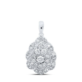 10kt White Gold Diamond Cluster Teardrop Pendant - A Mesmerizing Display of Elegance and Brilliance - Splendid Jewellery