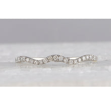 Load image into Gallery viewer, 10kt White Gold Diamond Contoured Stackable Band Ring with Round Accents - Splendid Jewellery