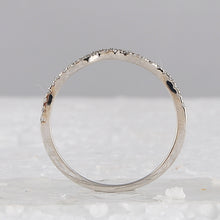 Load image into Gallery viewer, 10kt White Gold Diamond Contoured Stackable Band Ring with Round Accents - Splendid Jewellery