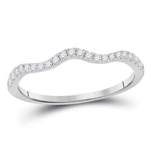 Load image into Gallery viewer, 10kt White Gold Diamond Contoured Stackable Band Ring with Round Accents - Splendid Jewellery