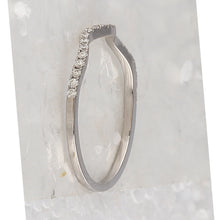 Load image into Gallery viewer, 10kt White Gold Diamond Contoured Stackable Band Ring with Round Accents - Splendid Jewellery