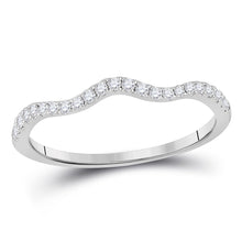Load image into Gallery viewer, 10kt White Gold Diamond Contoured Stackable Band Ring with Round Accents Top view from the 10Kt White Gold Womens Round Diamond Contoured Stackable Band Ring 1 5 Cttwpin226436 collection by Splendid Jewellery