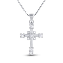 Load image into Gallery viewer, 10kt White Gold Diamond Cross Pendant: A Radiant Symbol of Faith and Elegance  Top View from Splendid Jewellery