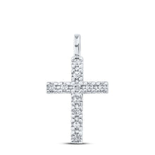 Load image into Gallery viewer, 10kt White Gold Diamond Cross Pendant: A Timeless Symbol of Faith and Elegance  Top View from Splendid Jewellery