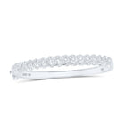 10kt White Gold Diamond Cuban Link Cuff Bangle Bracelet - Exquisite Brilliance - Splendid Jewellery