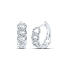 10kt White Gold Diamond Cuban Link Hoop Earrings: Sparkling Sophistication - Splendid Jewellery
