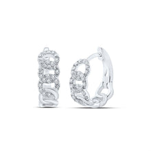 Load image into Gallery viewer, 10kt White Gold Diamond Cuban Link Hoop Earrings: Sparkling Sophistication - Splendid Jewellery