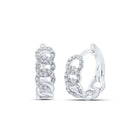 10kt White Gold Diamond Cuban Link Hoop Earrings: Sparkling Sophistication - Splendid Jewellery