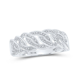 10kt White Gold Diamond Curb Link Band Ring for Men - Striking Elegance with 1/4 Cttw - Splendid Jewellery
