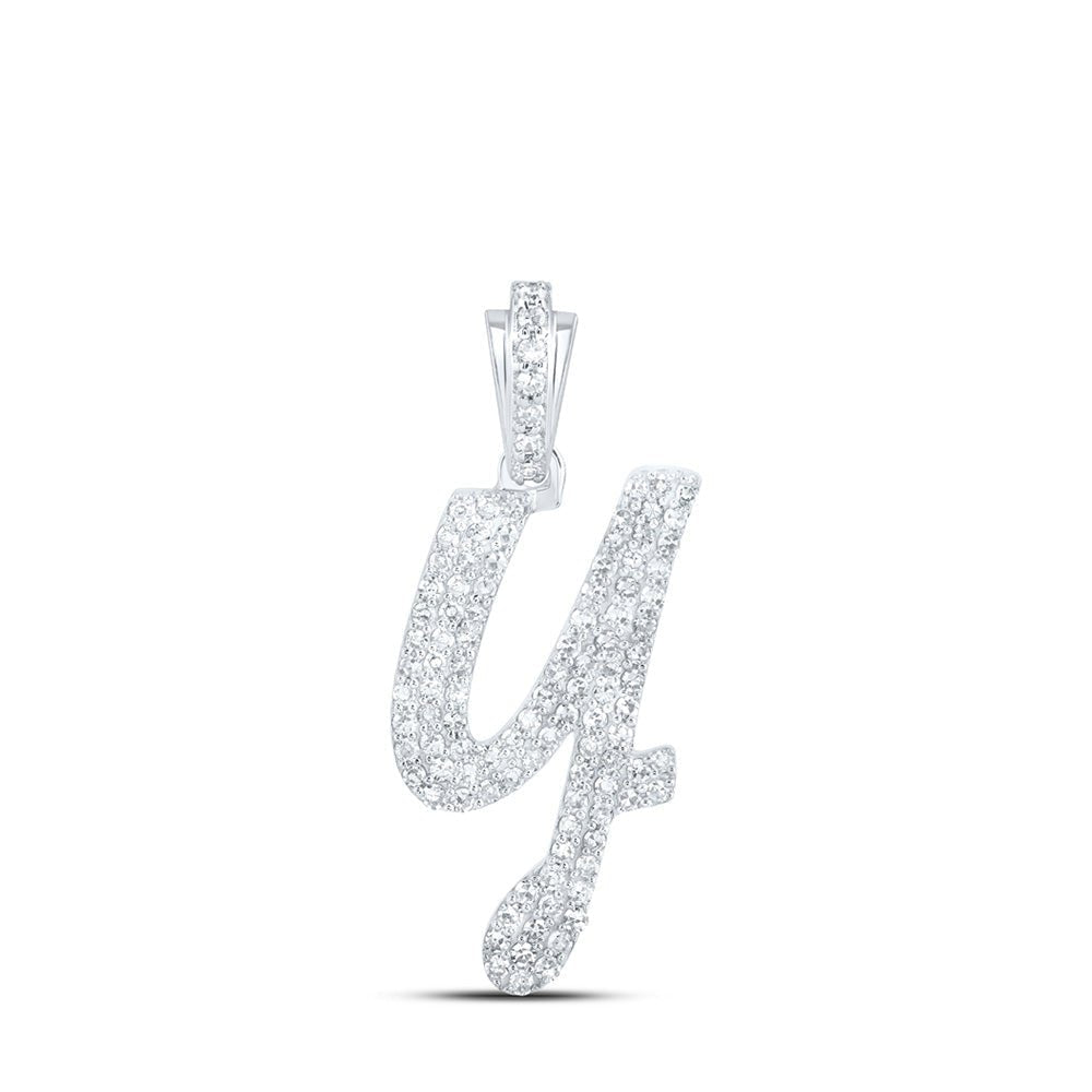 10kt White Gold Diamond Cursive Initial Pendant - Personalized Elegance - Splendid Jewellery