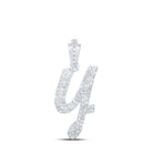 10kt White Gold Diamond Cursive Initial Pendant - Personalized Elegance - Splendid Jewellery