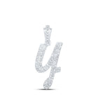 10kt White Gold Diamond Cursive Initial Pendant - Personalized Elegance - Splendid Jewellery