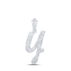 10kt White Gold Diamond Cursive Initial Pendant - Personalized Elegance - Splendid Jewellery