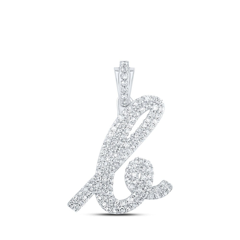 10kt White Gold Diamond Cursive Initial Pendant - Personalized Elegance - Splendid Jewellery