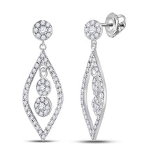 Load image into Gallery viewer, 10kt White Gold Diamond Dangle Earrings - Radiant Elegance Top view from the 10Kt White Gold Womens Round Diamond Dangle Earrings 1 2 Cttwpin281266 collection by Splendid Jewellery
