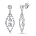 10kt White Gold Diamond Dangle Earrings - Radiant Elegance Top view from the 10Kt White Gold Womens Round Diamond Dangle Earrings 1 2 Cttwpin281266 collection by Splendid Jewellery