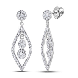 10kt White Gold Diamond Dangle Earrings - Radiant Elegance Top view from the 10Kt White Gold Womens Round Diamond Dangle Earrings 1 2 Cttwpin281266 collection by Splendid Jewellery