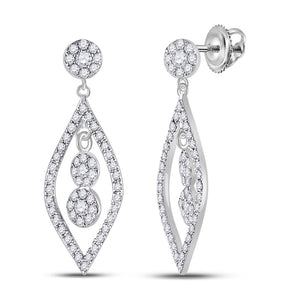 10kt White Gold Diamond Dangle Earrings - Radiant Elegance - Splendid Jewellery