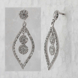 10kt White Gold Diamond Dangle Earrings - Radiant Elegance Side view from the 10Kt White Gold Womens Round Diamond Dangle Earrings 1 2 Cttwpin281266 collection by Splendid Jewellery