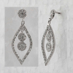 10kt White Gold Diamond Dangle Earrings - Radiant Elegance - Splendid Jewellery