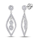 10kt White Gold Diamond Dangle Earrings - Radiant Elegance - Splendid Jewellery