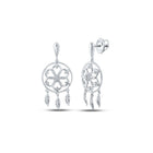 10kt White Gold Diamond Dream Catcher Dangle Earrings - Splendid Jewellery