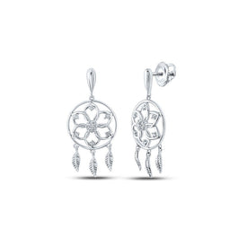 10kt White Gold Diamond Dream Catcher Dangle Earrings - Splendid Jewellery