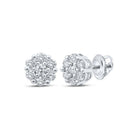 10kt White Gold Diamond Floral Cluster Earrings - A Dazzling Blossom of Brilliance - Splendid Jewellery