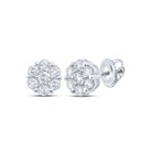 10kt White Gold Diamond Floral Cluster Earrings - Mesmerizing Brilliance - Splendid Jewellery