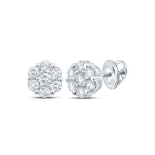 Load image into Gallery viewer, 10kt White Gold Diamond Floral Cluster Earrings - Mesmerizing Brilliance - Splendid Jewellery