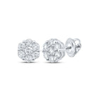 10kt White Gold Diamond Floral Cluster Earrings - Mesmerizing Brilliance - Splendid Jewellery