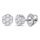 10kt White Gold Diamond Flower Cluster Earrings - A Mesmerizing Blossom of Brilliance - Splendid Jewellery