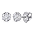10kt White Gold Diamond Flower Cluster Earrings - A Mesmerizing Blossom of Brilliance - Splendid Jewellery