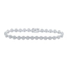 10kt White Gold Diamond Flower Cluster Link Bracelet - 3 - 7/8 Cttw - Splendid Jewellery