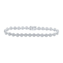 Load image into Gallery viewer, 10kt White Gold Diamond Flower Cluster Link Bracelet - 3 - 7/8 Cttw - Splendid Jewellery