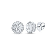 Load image into Gallery viewer, 10kt White Gold Diamond Halo Earrings: Luxurious Sparkle and Elegance - Splendid Jewellery