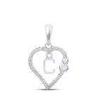 10kt White Gold Diamond Heart Initial Pendant - Splendid Jewellery