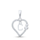 10kt White Gold Diamond Heart Initial Pendant - Splendid Jewellery
