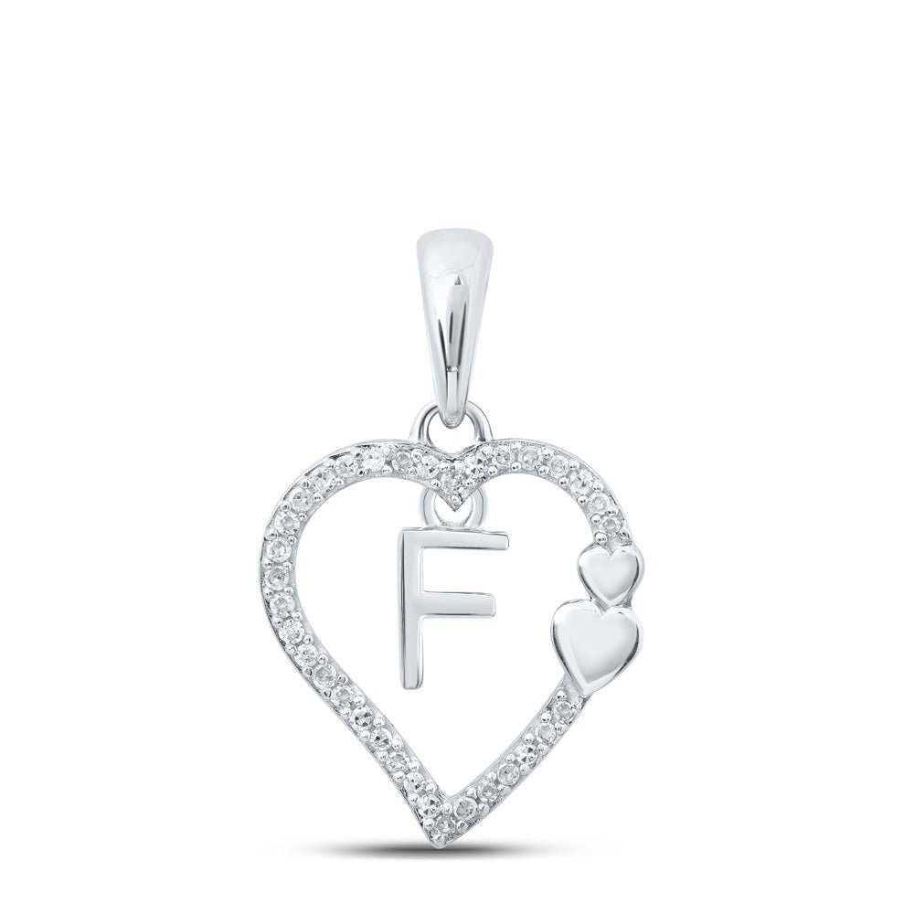 10kt White Gold Diamond Heart Initial Pendant - A Symbol of Love and Personalization - Splendid Jewellery