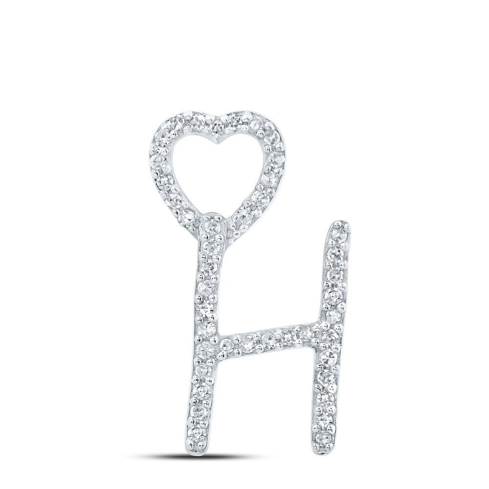 10kt White Gold Diamond Heart Initial Pendant - A Timeless Symbol of Love and Connection - Splendid Jewellery