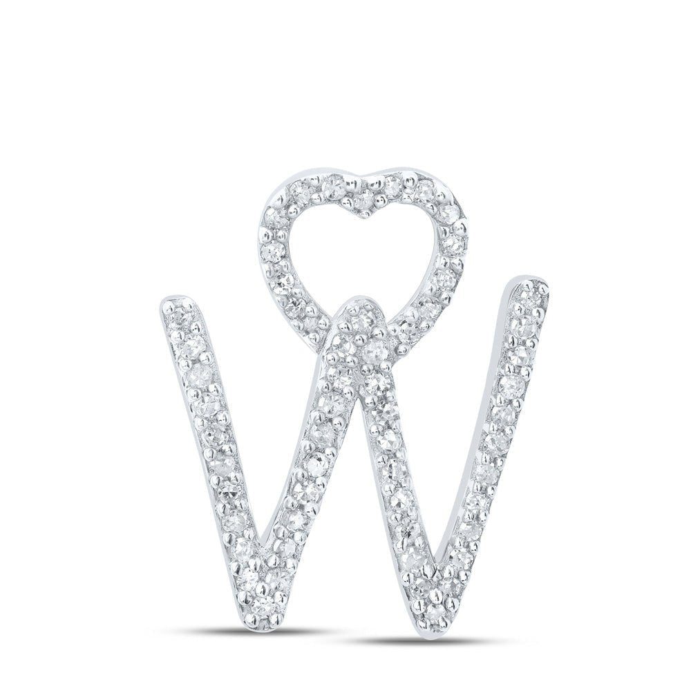 10kt White Gold Diamond Heart Initial Pendant - Personalized Elegance - Splendid Jewellery