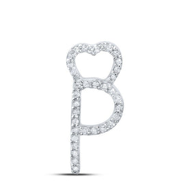 10kt White Gold Diamond Heart Initial Pendant - Personalized Elegance - Splendid Jewellery