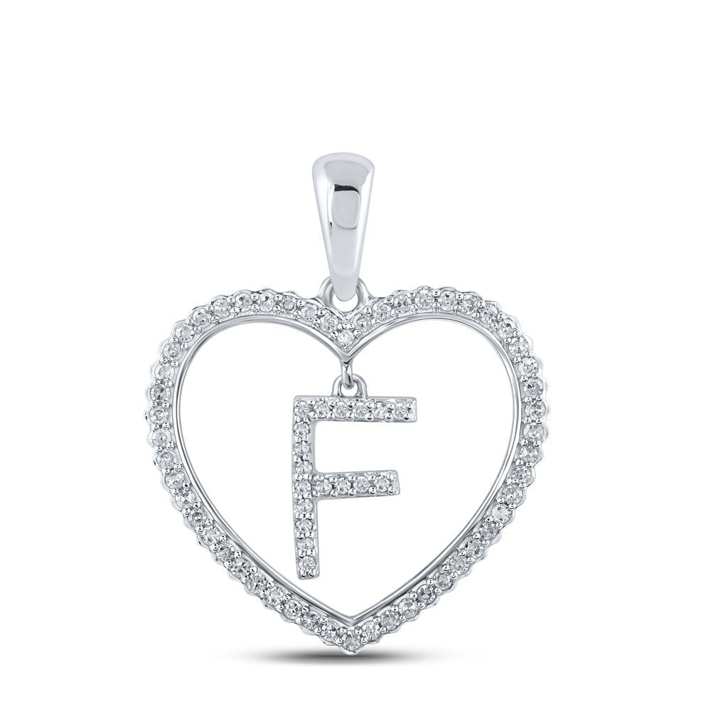 10kt White Gold Diamond Heart Initial Pendant - Personalized Elegance and Sparkling Brilliance - Splendid Jewellery